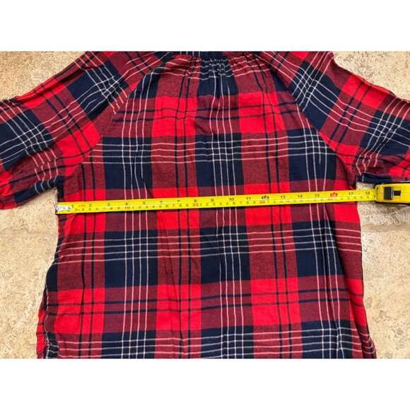 Izod Womens Plaid Long Sleeve Button Down Shirt Red & Black S/P - Picture 3 of 6